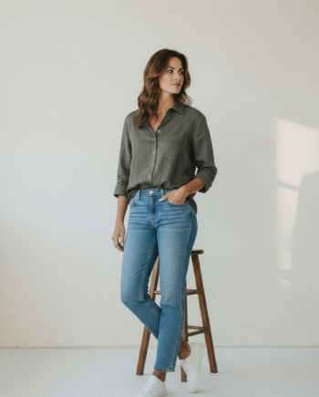Earthvale Women's Pure Linen  Full Sleeves Drift Shirt - Burnt Olive Green