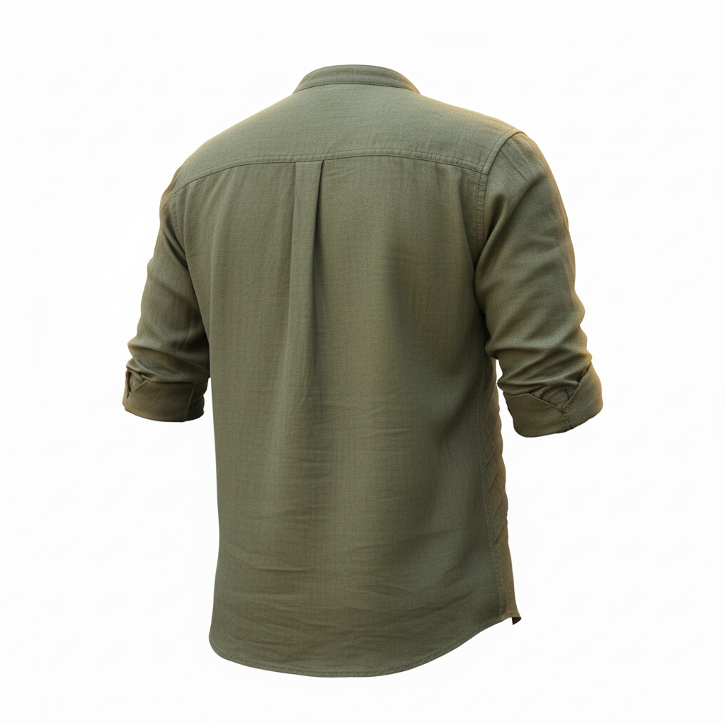 Earthvale Men’s Pure Linen Full Sleeves Pintuck Shirt – Olive Green