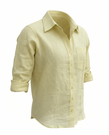 Earthvale Women's Pure Linen  Full Sleeves Regular Fit Shirt - Lemon Yellow